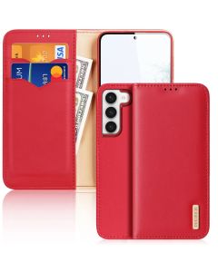 DUX DUCIS Hivo Leather RFID Wallet Case Δερμάτινη Θήκη Πορτοφόλι με Stand - Red (Samsung Galaxy S23)