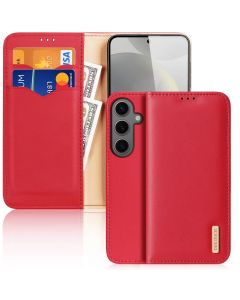 DUX DUCIS Hivo Leather RFID Wallet Case Δερμάτινη Θήκη Πορτοφόλι με Stand - Red (Samsung Galaxy S24)