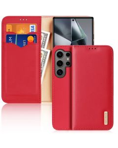 DUX DUCIS Hivo Leather RFID Wallet Case Δερμάτινη Θήκη Πορτοφόλι με Stand - Red (Samsung Galaxy S24 Ultra)