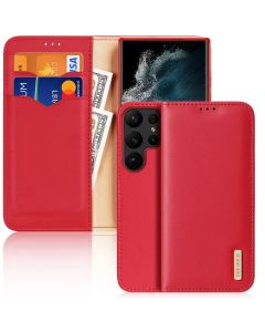 DUX DUCIS Hivo Leather RFID Wallet Case Δερμάτινη Θήκη Πορτοφόλι με Stand - Red (Samsung Galaxy S23 Ultra)