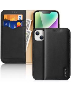 DUX DUCIS Hivo Leather RFID Wallet Case Δερμάτινη Θήκη Πορτοφόλι με Stand - Black (iPhone 15)