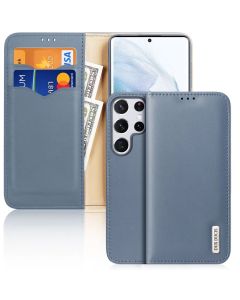 DUX DUCIS Hivo Leather RFID Wallet Case Δερμάτινη Θήκη Πορτοφόλι με Stand - Blue (Samsung Galaxy S22 Ultra 5G)