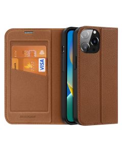 DUX DUCIS Skin X2 Wallet Case Θήκη Πορτοφόλι με Stand - Brown (iPhone 14 Pro Max)