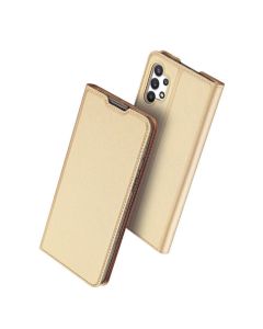 DUX DUCIS SkinPro Wallet Case Θήκη Πορτοφόλι με Stand - Gold (Samsung Galaxy A32 4G)