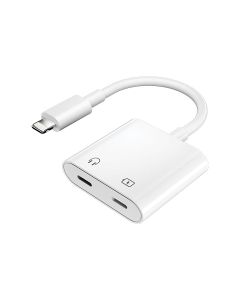 EGOBOO Dual Lightning Adapter for Charging and Audio - White