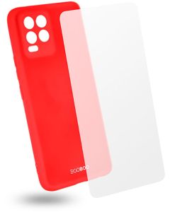 EGOBOO Rubber TPU Case + Tempered Glass Θήκη Σιλικόνης Coral (Realme 8 / 8 Pro)