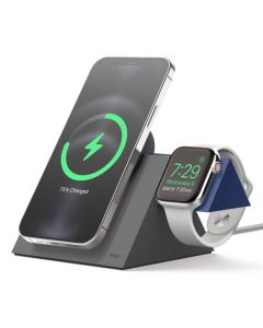 Elago MS5 Duo Charging Stand (EMSST5-DUO-DGYJIN) Βάση Σιλικόνης για Ασύρματο Φορτιστή MagSafe / Apple Watch - Dark Gray / Jean Indigo