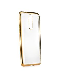 Forcell Electro Bumper TPU Silicone Case Slim Fit - Θήκη Σιλικόνης Clear / Gold (Nokia 8)