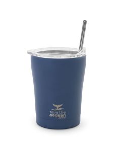 Estia Coffee Mug Save The Aegean Stainless Steel 350ml (01-12182) Ισοθερμικό Ποτήρι με Καλαμάκι - Denim Blue