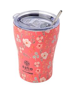 Estia Coffee Mug Save The Aegean Stainless Steel 350ml (01-16906) Ισοθερμικό Ποτήρι με Καλαμάκι - Bouquet Coral