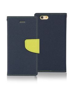 Tel1 Fancy Diary Θήκη Πορτοφόλι με δυνατότητα Stand Navy / Lime (iPhone 6 / 6s)