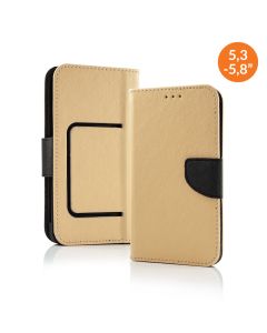 Universal Fancy Wallet Case Θήκη Πορτοφόλι για συσκευές με οθόνη από 5.3'' έως 5.8'' - Χρυσό / Μαύρο