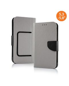 Universal Fancy Wallet Case Θήκη Πορτοφόλι για συσκευές με οθόνη από 5.3'' έως 5.8'' - Γκρι / Μαύρο