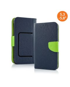 Universal Fancy Wallet Case Θήκη Πορτοφόλι για συσκευές με οθόνη από 5.3'' έως 5.8'' - Μπλε / Πράσινο