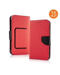 Universal Fancy Wallet Case Θήκη Πορτοφόλι για συσκευές με οθόνη από 5.8'' έως 6.3'' - Κόκκινο / Μαύρο