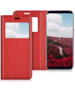 KWmobile S View Window Preview Flip Case Stand (41444.20) Dark Red (Samsung Galaxy S8 Plus)