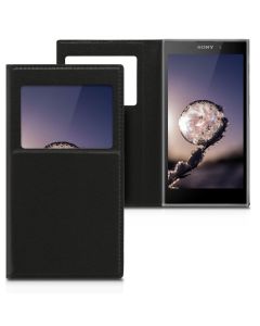 KWmobile S View Window Preview Flip Case Stand (44287.01) Black (Sony Xperia L2)