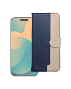 Split Book PU Leather Wallet Case Θήκη Πορτοφόλι με Stand - Navy / Cream (Samsung Galaxy A17 4G / 5G) - MT82860