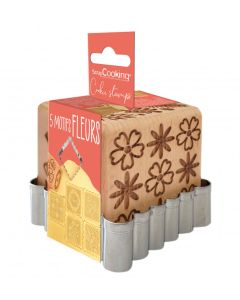 Scrap Cooking Flower Wood Cookie Stamp + Cookie Cutter (SCC-5122) Ξύλινη Σφραγίδα Μπισκότων με Σχέδια και Κουπ Πατ
