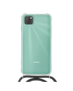Forcell Cord Clear Silicone Case Διάφανη Θήκη με Λουράκι - Black (Huawei Y5P / Honor 9s)