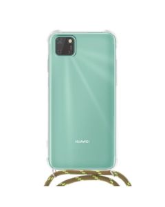 Forcell Cord Clear Silicone Case Διάφανη Θήκη με Λουράκι - Green (Huawei Y5P / Honor 9s)