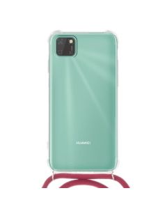 Forcell Cord Clear Silicone Case Διάφανη Θήκη με Λουράκι - Red (Huawei Y5P / Honor 9s)