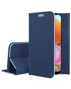 Forcell Luna Carbon Wallet Case Θήκη Πορτοφόλι με Δυνατότητα Stand - Blue (Samsung Galaxy A32 4G) - MT54278
