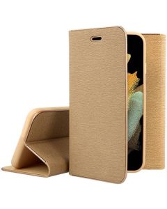 Forcell Luna Wallet Case Θήκη Πορτοφόλι με Δυνατότητα Stand - Gold (iPhone 14 Plus)