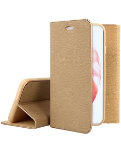 Forcell Luna Wallet Case Θήκη Πορτοφόλι με Δυνατότητα Stand - Gold (Samsung Galaxy S21 Plus 5G) - MT65958