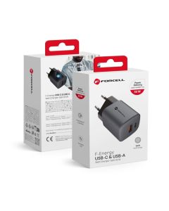 Forcell F-ENERGY GaN VT-31 USB / Type C PD QC4.0 3A 33W Travel Charger Αντάπτορας Φόρτισης - Gray - MT82403