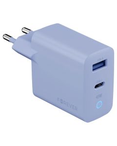 Forever Vibe-TC45AC GaN USB / Type C PD QC 45W Charger Αντάπτορας Φόρτισης - Sky Blue - MT84226