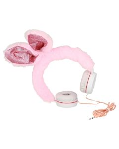 GJBY Plush Rabbit Audio Headphones Παιδικά Ακουστικά 3.5mm με Καλώδιο 1.5m - Pink