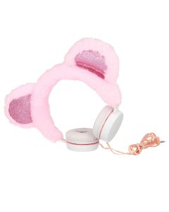 GJBY Plush Bear Audio Headphones Παιδικά Ακουστικά 3.5mm με Καλώδιο 1.5m - Pink