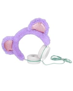 GJBY Plush Bear Audio Headphones Παιδικά Ακουστικά 3.5mm με Καλώδιο 1.5m - Purple