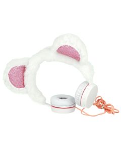 GJBY Plush Bear Audio Headphones Παιδικά Ακουστικά 3.5mm με Καλώδιο 1.5m - White