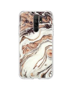 Glitter Marble TPU Gel Case Θήκη Σιλικόνης Design 1 White / Brown (Xiaomi Redmi 9)