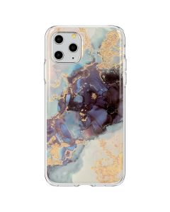Glitter Marble TPU Gel Case Θήκη Σιλικόνης Design 3 White / Gold / Blue (iPhone 12 Pro Max)