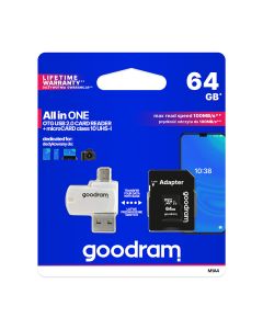 Goodram M1A4 All in One MicroSDHC 64gb Class 10 UHS-1 + OTG Card Reader + Adapter