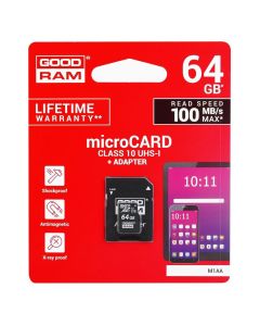 Goodram M1AA MicroSD 64gb Class 10 UHS-1 100MB/s + Adapter