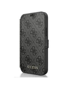Guess GUFLBKSP12S4GG 4G Charms Collection Wallet Case Θήκη Πορτοφόλι - Grey (iPhone 12 Mini)