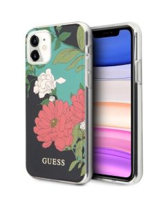 Guess GUHCN61IMLFL01 Silicone Protective Case N.1 Flower Collection Black (iPhone 11)