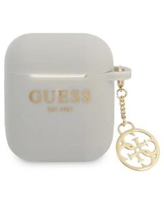 Guess GUA2LSC4EG Silicone 4G Charm Collection Protective Case για τα Apple AirPods 1/2 - Grey