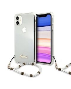 Guess GUHCN61KPSWH Hard Case with Removable Strap Σκληρή Θήκη White Pearl Clear (iPhone 11)