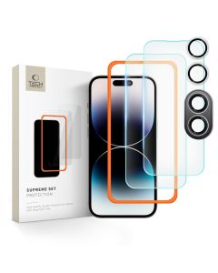 TECH-PROTECT Supreme Tempered Glass Set 2+1 Pack Σετ Προστασίας Οθόνης και Κάμερας - Clear (iPhone 16)