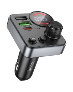 HOCO E86 FM In-Car Wireless FM Transmitter + Charger 2xUSB + Type C QC3.0 PD 48W Φορτιστής Αυτοκινήτου Black - MT82784