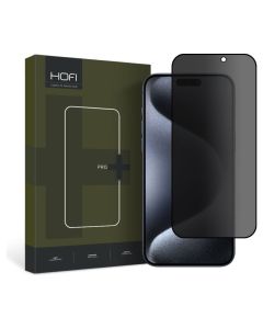 Hofi Anti Spy Glass Pro+ 3D Privacy Tempered Glass Black (iPhone 15 Pro) - MT83538