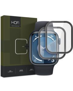 Hofi Hybrid 3D Full Face Αντιχαρακτικό Γυαλί 7H Tempered Glass 2pcs Μαύρο για το Apple Watch 45mm (Series 7 / 8 / 9)