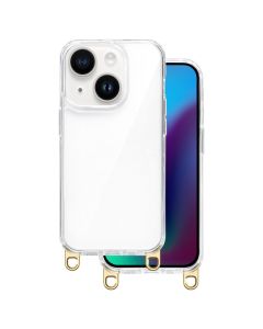 Hook Clear Hybrid Case for Lanyard Σκληρή Θήκη Gold (iPhone 13 / 14)