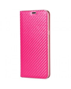 Smart Carbon Book Case με Δυνατότητα Stand - Θήκη Πορτοφόλι Hot Pink (Huawei Mate 10 Lite)