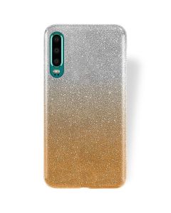 Forcell Glitter Shine Cover Hard Case Clear / Gold (Huawei P30)